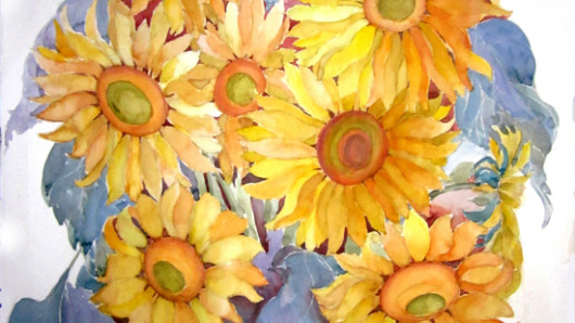 Sonnenblumen,67x102,Wasserfarbe,2012